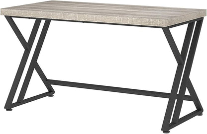 LVB Grey Desk, Industrial Wood Home Office Computer Desk for Bedroom, Farmhouse Metal Wooden Study Work PC Gaming Writing Table, Modern Simple Executive Writing Desk, 47 Inch, Light Gray