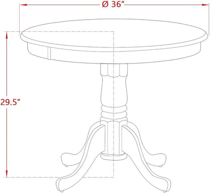 East West Furniture AMAB3-AWA-05 3 Piece Kitchen Table Set for Small Spaces Contains a Round Dining Room Table with Pedestal and 2 Grey Linen Fabric Parsons Chairs, 36x36 Inch, Walnut