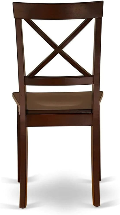 East West Furniture HBBO3-MAH-W 3 Piece Dining Room Table Set Contains a Round Kitchen Table with Pedestal and 2 Dining Chairs, 42x42 Inch, Mahogany
