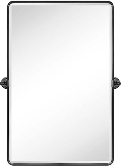 TEHOME Pivot Oil Rubbed Bronze Rectangle Bathroom Mirror Beveled Tilting Rectangular Bathroom Vanity Mirrors for Wall Vertical Wall Mounted Pivoting Mirrors, 25x35''