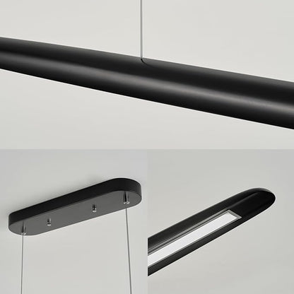 59inch Integrated Led Pendant Light 40w Dimmable Wood Black Linear Pendant Lighting Led Modern Island Light with Black Finish for Living Room Dining Room Billiard & Pool Lights