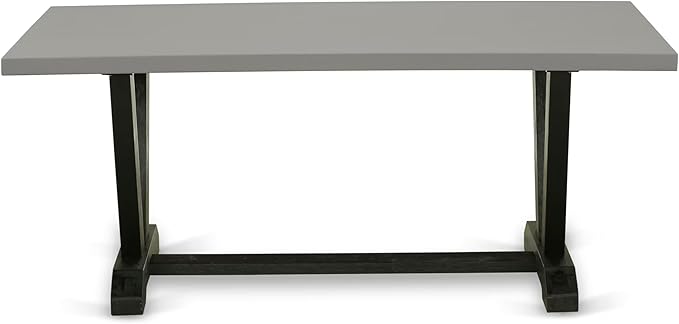 East West Furniture V697DR124-9 9 Piece Dining Table Set Includes a Rectangle Dining Room Table with V-Legs and 8 Black Color Linen Fabric Upholstered Chairs, 40x72 Inch, Multi-Color