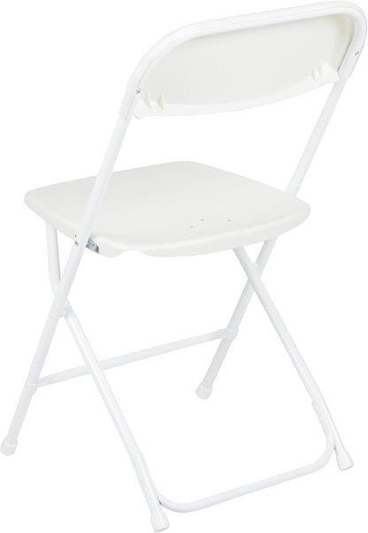 Flash Furniture Hercules Set of 10 Indoor/Outdoor Heavy-Duty Plastic Folding Chairs, Foldable Commercial Stacking Chairs with 650-lb. Static Weight Capacity, White