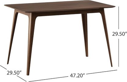 Ball & Cast 5-Piece Dining Table Set for 4,Kitchen Table Set W/ 47" Rectangle Table,Living Room Furniture W/ 4 Upholstered Chairs,for Dining Room,Kitchen,Restaurant,Walnut+Light Beige