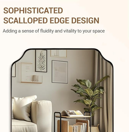 ANDY STAR Rectangle Mirror 30x40 Inch, Brushed Bronze Scalloped Mirror for Bathroom, Rust-Proof Stainless Steel 1" Frame, Antique Scalloped Edge Design Ideal for Home Decor