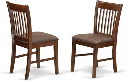East West Furniture PSNO7-MAH-C 7 Piece Dining Room Furniture Set Consist of a Rectangle Wooden Table with Butterfly Leaf and 6 Linen Fabric Upholstered Chairs, 32x60 Inch, Mahogany