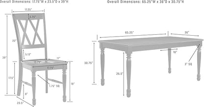 Crosley Furniture Shelby 7-Piece Traditional Dining Table Set for 6, Dinner Tables with Kitchen Chairs, Distressed Teal/Dark Cherry