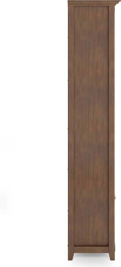 SIMPLIHOME Amherst Bookcase - 70 inch Tall 5-Shelf Solid Wood Bookshelf in Rustic Natural Aged Brown, Transitional Storage for Living Room, Study or Office with Adjustable Shelves and Tapered Legs