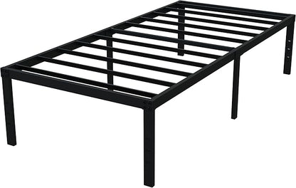 18 Inch Twin Bed Frames No Box Spring Need, Metal Platform Bed Frame Twin Size with High Storage, Eassy Assembly 2,500 Lbs Heavy Duty Bedframes, Black