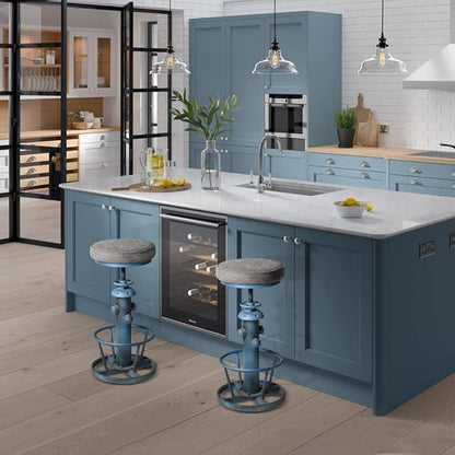 Industrial Bar Stool with Cushioned PU Seat 24.8-30.3inch Height Adjustable Vintage Counter Stools for Kitchen Island Farmhouse Fire Hydrant Design Coffee Chair