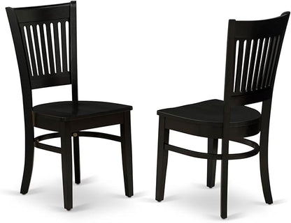 East West Furniture ANVA3-BLK-W 3 Piece Kitchen Table Set for Small Spaces Contains a Round Dining Room Table with Pedestal and 2 Dining Chairs, 36x36 Inch, Black