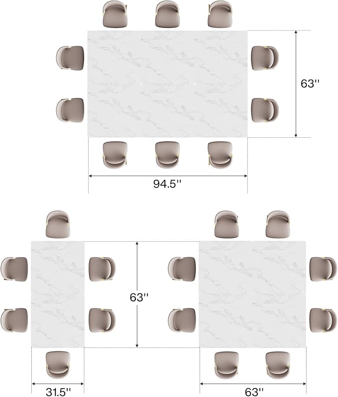 Tribesigns Square Dining Table for 6, 31.5" Modern Dinner Table with Metal Base, Kitchen Table for Dining Room, Small Space, Apartment, White & Gold