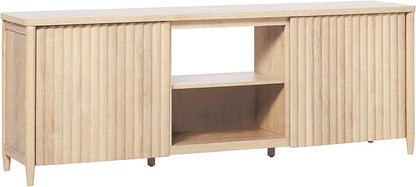 Walker Edison Scandinavian Reeded TV Stand with Open Storage for up to 80" TV Coastal Oak