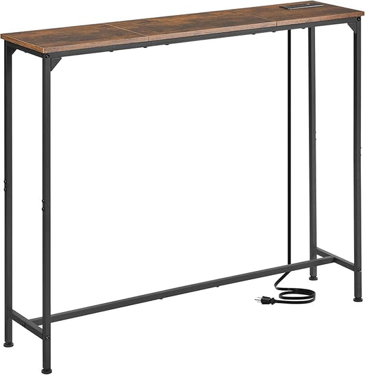 Console Table, Narrow Entryway Table, Thin Sofa Table, Behind Couch Table,for Hallway, Bedroom, Living Room, Foyer, 9.4 x 39.4 x 31.5 Inches, Rustic Brown