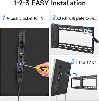 Suptek Tilt TV Wall Mount Bracket for Most 42-90 inch TV, Universal Mount with Max 800x400mm VESA and 154lbs Loading Capacity, Fits Studs 16” 18“ 24" Apart, Low Profile with Bubble Level (MT5084)
