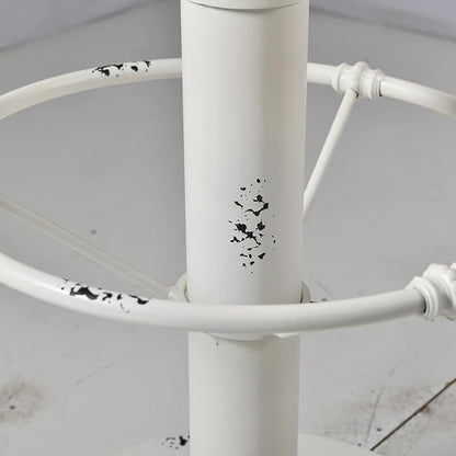 Diwhy Industrial Pub Table 23.6" Iron Round Desktop 37.4" Height Cast Iron Bar Table Antique White