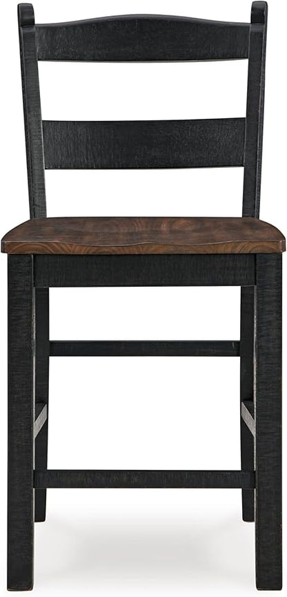 Signature Design by Ashley Valebeck Rustic 24” Counter Height Bar Stool with Contoured Seat, Set of 2, Black & Dark Brown
