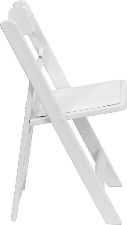 Flash Furniture Hercules Series Folding Chair - White Resin - Set of 4 800LB Weight Capacity Comfortable Event Chair - Light Weight Folding Chair