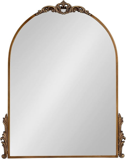 Kate and Laurel Myrcelle Traditional Arched Mirror; 21 x 26; Gold; Decorative Arch Mirror with Ornate Garland Detailing Along The Crown and Edges of The Frame