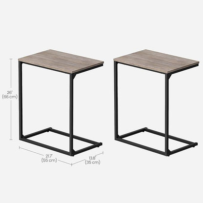 VASAGLE Set of 2 C Shape End Tables, Small Coffee Tables for Couch Or Sofa, Industrial Side Tables in Living Room, Bedroom, 13.8 x 21.7 x 26 Inches, Greige and Classic Black UZH2504036