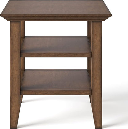 SIMPLIHOME Acadian SOLID WOOD 19 Inch Wide Square Transitional End Table in Rustic Natural Aged Brown, For the Living Room and Bedroom