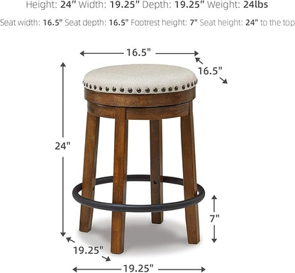 Signature Design by Ashley Valebeck 24" Counter Height Upholstered Swivel Stool, Brown & Black