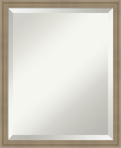 Amanti Art Brown Bathroom Mirror for Over Sink, 22x18 Florence Light Brown Rectangle Vanity Mirror, Small Casual Frame, Hangs Horizonally and Vertically, Bathroom Wall Decor, Beveled Edge from WI, USA