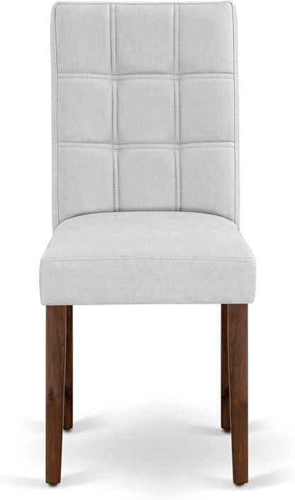East West Furniture DLAS3-AWA-27 3 Piece Mid Century Modern Dining Set contain A Wood Table and 2 Light Gray Polyester Fabric Mid Century Modern Dining Chairs, Antique Walnut