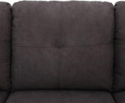 Dark Brown L-Shaped 3-Piece Flannel Sofa with Storage Ottoman Set, Sectional Couch Sofa Set for Living Room, Office, Small Space
