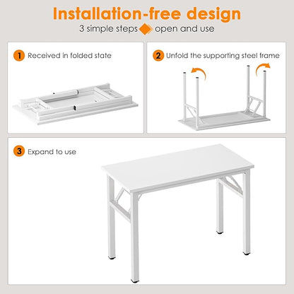 Need Folding Computer Desk - 31.5 Inch Foldable Office Writing Work Study Kids Student Teacher Home Bedroom Table, White