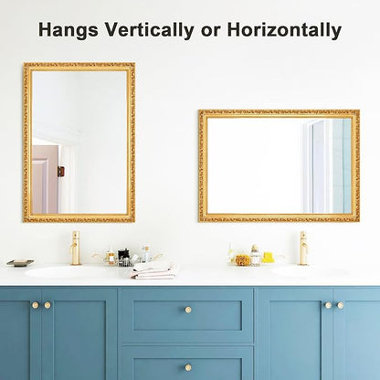 Gold Vintage Mirror, Traditional Antique Wall Mirrors with Ornate Gold Frame, Bathroom Decorative Mirrors for Wall Decor, 39.7'' x 27.9''