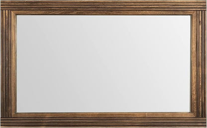 YOSHOOT Hand-Made Wooden Spliced Wall Mirror for Bathroom, Rustic Farmhouse Vanity Mirror, Décor Wall Art, Solid Wood Frame, Vertical or Horizontal Hanging, 60" x 36", Brown