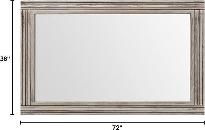YOSHOOT Hand-Made Wooden Spliced Wall Mirror for Bathroom, Rustic Farmhouse Vanity Mirror, Décor Wall Art, Solid Wood Frame, Vertical or Horizontal Hanging, 72" x 36", Grey