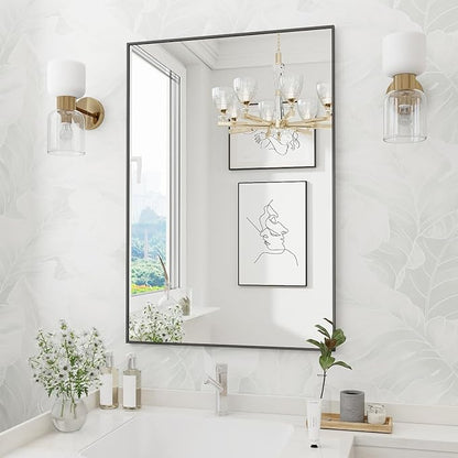 Koonmi Black Mirrors for Wall, 24x36 Inch Bathroom Mirror, Rectangular Wall Mirror for Living Room Bedroom Bathroom, Hangs Horizontally or Vertically