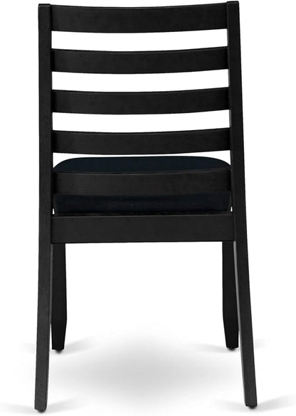 East West Furniture LGX17-BLK-24 -7 Piece Dining Set Includes a Rectangular Kitchen Table with Black Tabletop and 6 Stackable Polyester Fabric Chairs, Black
