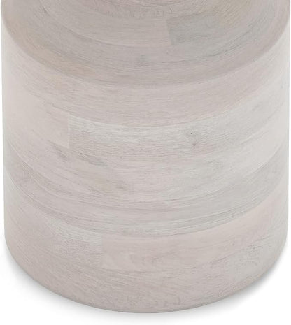 SIMPLIHOME Haynes 16-inch Wide Solid Mango End Table in White Wash, Handcrafted Boho-Style Accent Table for Living, Bedroom, or Home Office, Assembled
