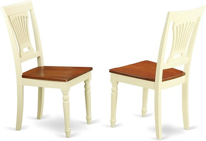East West Furniture SUPL5-BMK-W 5 Piece Dining Room Table Set Includes a Round Kitchen Table with Dropleaf & Shelves and 4 Dining Chairs, 42x42 Inch, Buttermilk & Cherry