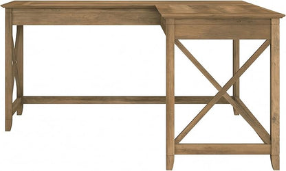 Bush Furniture Key West 60W Modern Farmhouse L Shaped Desk in Reclaimed Pine | 60-Inch Corner Table for Home Office