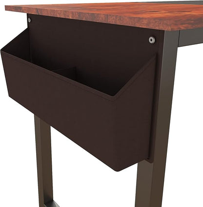 Decoholic 71Inch Home Office Computer Two-Color Panel Desk with Storage Bag and Hook, Black, Sandalwood Color, Industrial Modern Laptop Desk