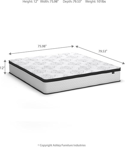 Signature Design by Ashley King Size Chime 12 Inch Medium Firm Hybrid Mattress with Cooling Gel Memory Foam for Pressure Relief, Fiberglass Free, Mattress In A Box