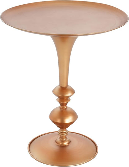 Christopher Knight Home Dolia Decorative Small End Table, Indoor Round Side Table with Unique Rounded Leg, Antique Gold Finish Coffee Table, Vintage Metal Accent Furniture, Multi Functional, Gold