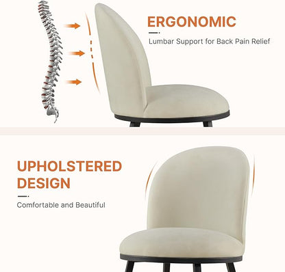Dining Chairs Set of 4, Fabric Upholstered Dining Room Chairs with Ergonomic Backrest & Metal Legs, Modern Kitchen Side Chairs for Home, Restaurant, and Café, Sand, 2 Boxs