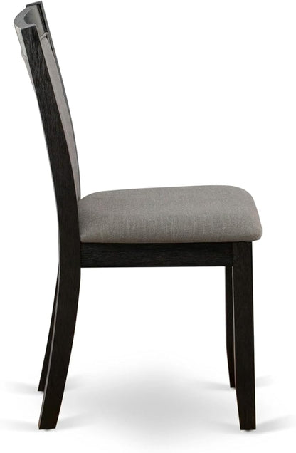 X12MZ-006-50 - 13-piece Dining Room Table Set a Rectangular Kitchen Table and 12 Dark Gotham Grey Linen Fabric Dining Chair, 39x120 Inch, Wire Brushed Black