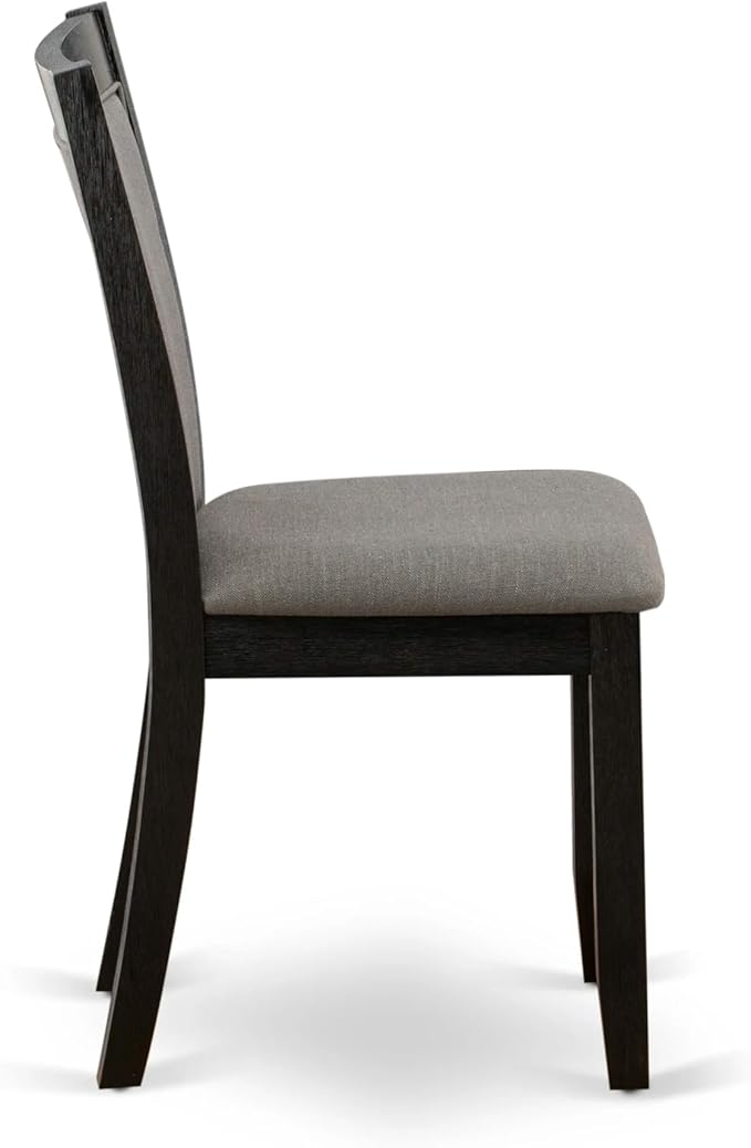 X12MZ-0C6-50 - 14-Pc Dining Room Table Set a Rectangular Table with a coffee table and 12 Dark Gotham Grey Linen Fabric Dining Chair, 39x120 Inch, Wire Brushed Black