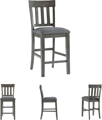 Signature Design by Ashley Hallanden Modern Farmhouse 25.75" Counter Height Upholstered Barstool, Set of 2, Dark Gray