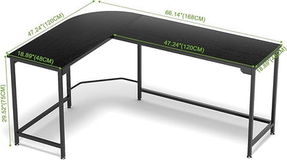 Teraves Modern L Shaped Gaming Desk 66'' Corner Computer Desk for Home Office Gaming Table Study Writing Workstation for Small Space, Easy to Assemble