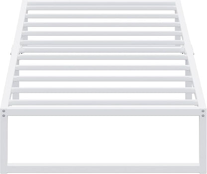 EMODA 12 Inch Twin Bed Frames, Metal Platform White Bed Frame Twin No Box Spring Needed, Heavy Duty Steel Slats Support, Easy Assembly, Noise Free