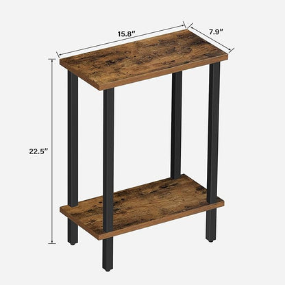 TUTOTAK Small Side Table, Narrow End Table, Skinny Sofa Table, Slim Nightstand, Couch Table, Living Room, Bed Room, Brown TB01BB062