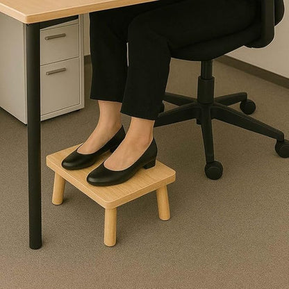 Wooden Step Stool for Adults,One Step Stool with Non-Slip Feet,Portable Bed Steps for High Beds, Office,Bedroom,Kitchen (Natural, Small)