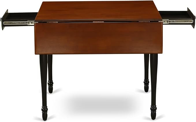 East West Furniture MZNI3-BCH-W 3 Piece Dining Table Set for Small Spaces Contains a Rectangle Dining Room Table with Dropleaf and 2 Wood Seat Chairs, 36x54 Inch, Black & Cherry